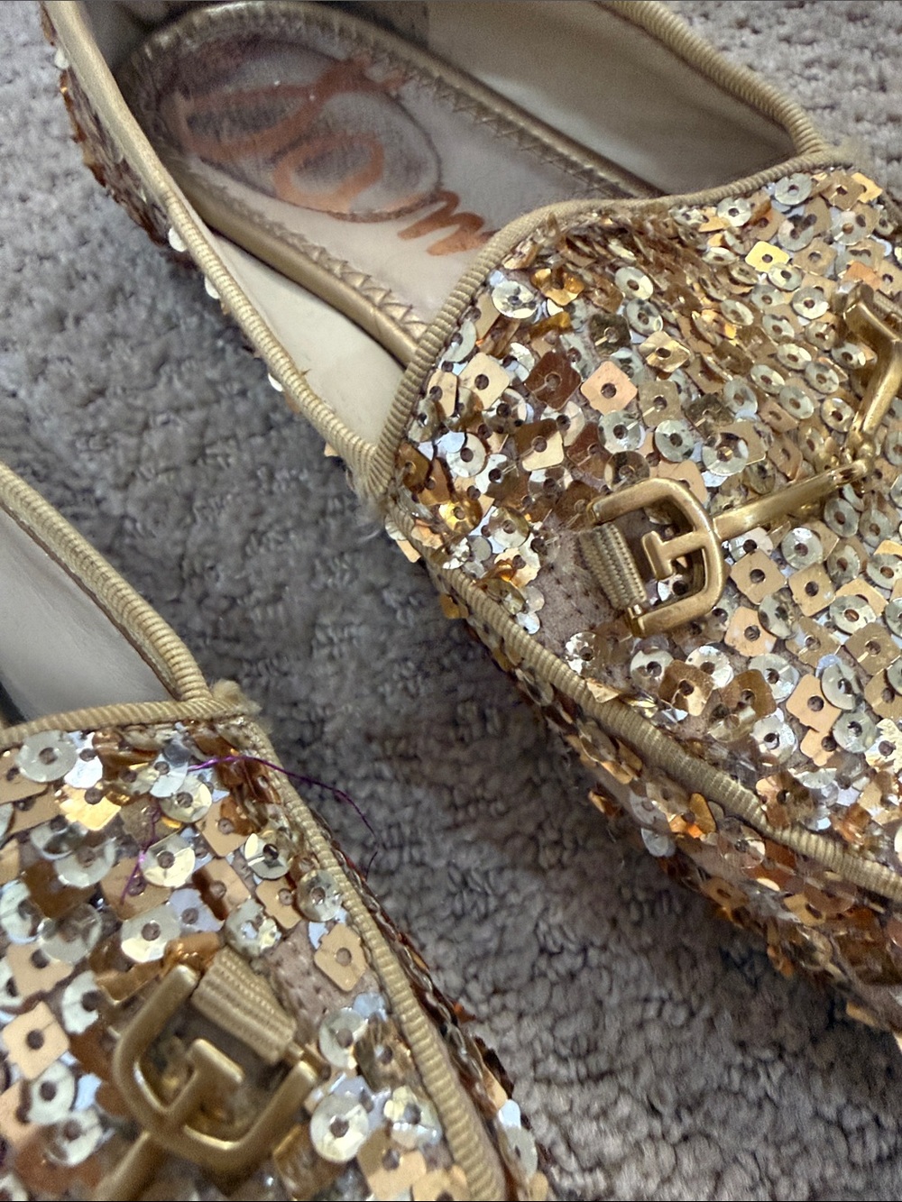 Sam Edelman Gold Sequin Loafers - Picture 2 of 4
